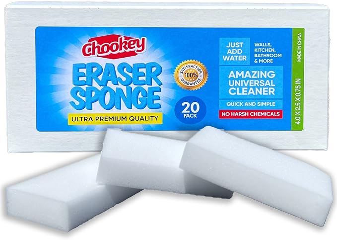Chookey (20 Pack) Eraser Sponge - Melamine sponges for Cleaning- Melamine Sponges in Bulk - Multi Surface Magic Eraser - Bathtub, Floor, Baseboard, Bathroom, Wall Cleaner