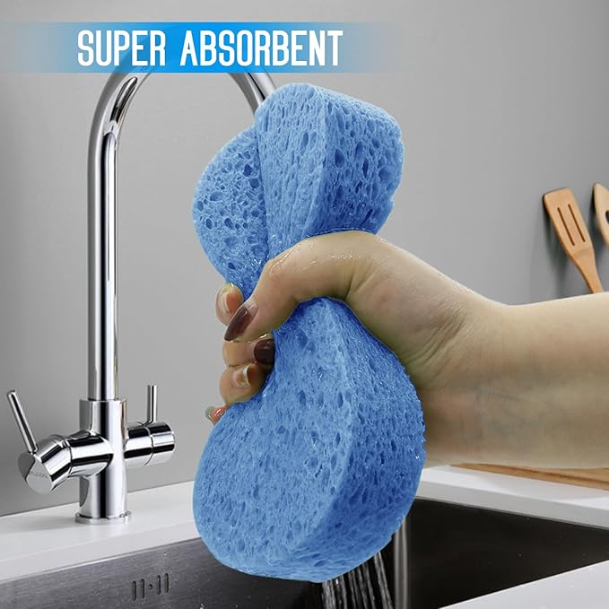 3PCS Car Wash Sponge, Heavy Duty Car Sponges for Washing, Car Accessories Large Sponges for Cleaning, Automotive Cleaning Supplies, Eco Friendly Sponge (7.68 x 3.74 x 1.38 Inch), Blue