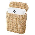 Wicker Bathroom Trash Can with Lid,Narrow Rattan Waste Basket with Removable Liner Bucket,Slim Woven Water Hyacinth Garbage Can for Bedroom,Office,Small Spaces,3 Gallon