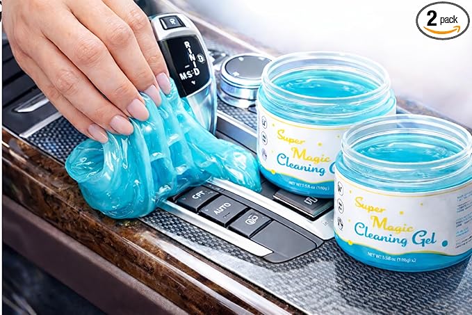Magic Cleaning Gel Car Putty 2PCS – Car Interior Dust Cleaner for Vents, Dash, Console & Cup Holders – Universal Car Detailing Cleaning Gel for Keyboard, Electronics, Auto Accessories Cleaning Kit
