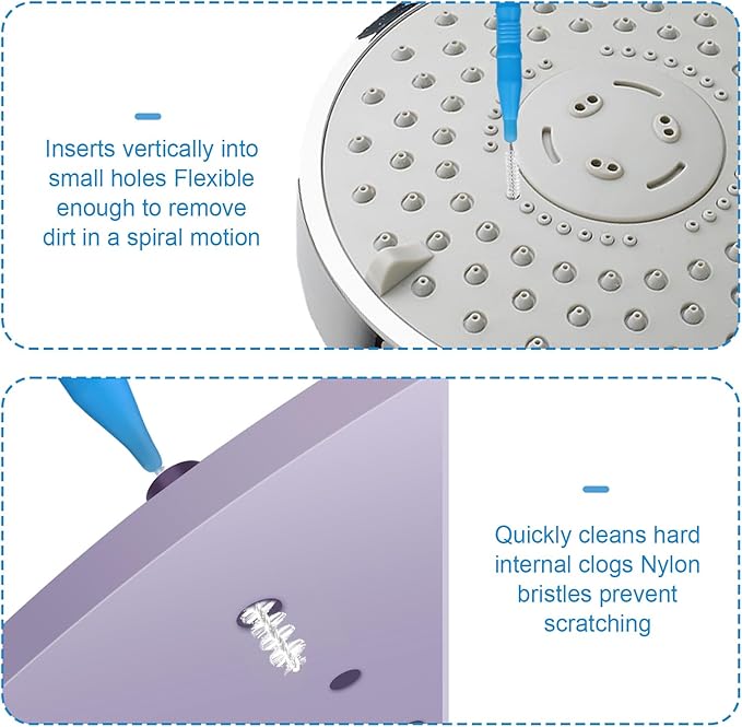 Multi-Size Shower Head Cleaning Tool Kit, 2 Styles Showerhead Cleaner Brush Unclogging Picks for Bathroom Tiny Nozzle Openings & Small Hole Gaps