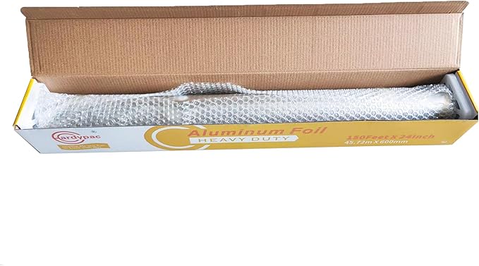 24 inch extra wide Heavy Duty Aluminum Foil Roll, 23 Micron Thick, 300SQFT, 24 Inch x 150 Feet, kitchen wide tin foil grill foil for cooking, baking, wrapping, BBQ aluminum foil heavy duty.