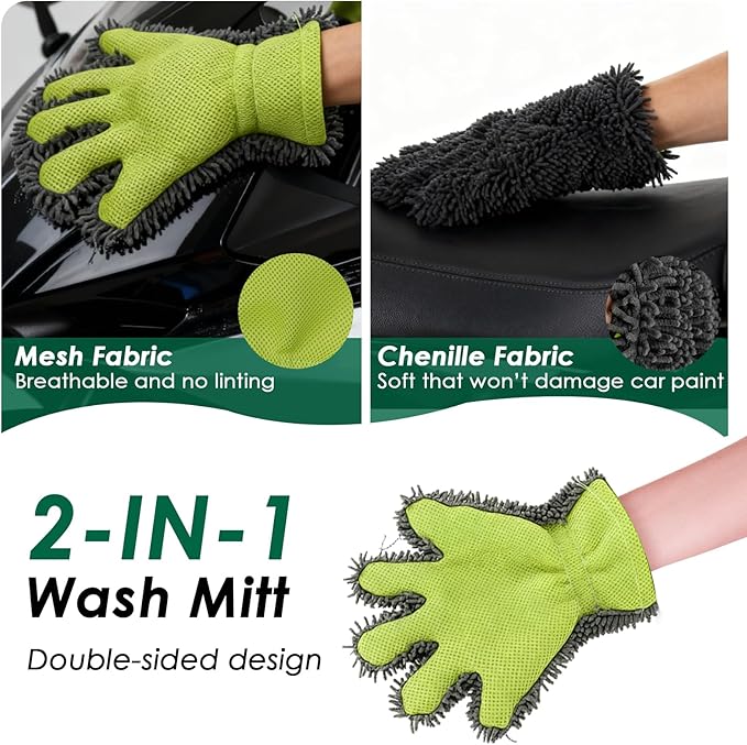 9 Pack Motorcycle Cleaning Kit, Motorcycle Detailing Kit with Chain/Wheel/Rim/Tire Brush, Sponge, Wash Mitt, Detailing Brush, Professional Cleaning Tool for Motorcycle Bike