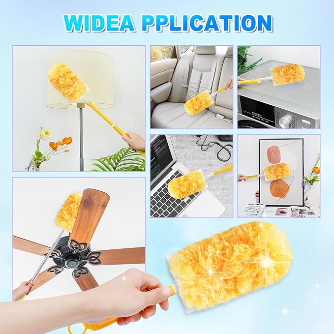 Duster Refill Compatible with Swiffer Duster Handle, 360 Heavy Duty Duster Refills with 2 Handles, Compatible with Swiffer Duster Refills for Dusting Vents, Baseboards, Furniture, 22 Count
