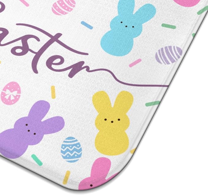 Happy Easter Dish Drying Mat for Kitchen Counter,Cute Bunny Microfiber Drying Mat,Washable Absorbent Kitchen Countertop Dish Mat Drain Pad 18×24 Inch