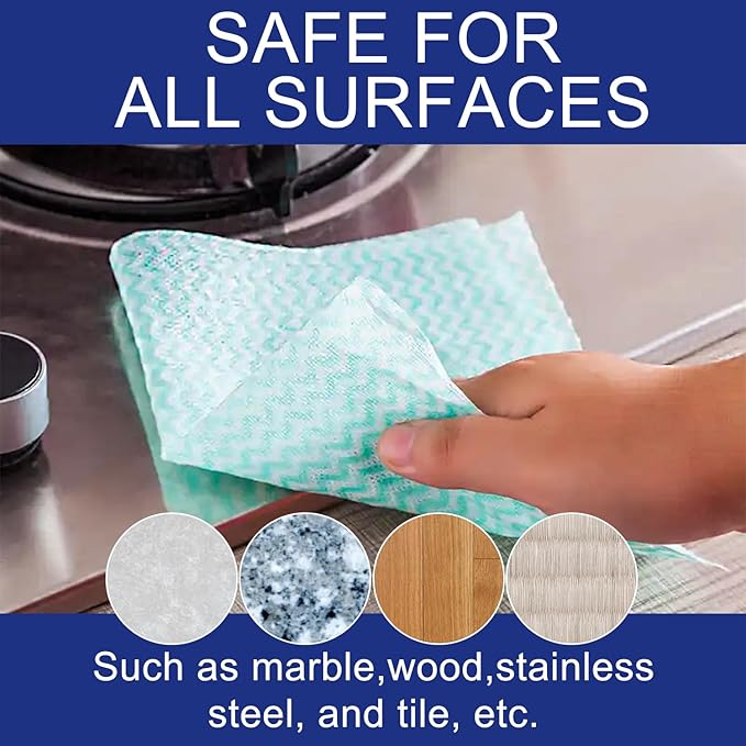 Disposable Dish Cloth and Cleaning Handi Wipes, 100ct, Multi-Use Rags for Kitchen, Bathroom and Windows, Green