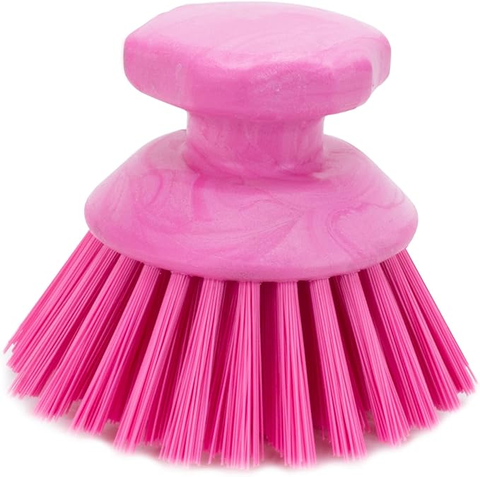 SPARTA 42395EC26 Plastic Scrubber Brush, Round Brush, Dish Scrub Brush With Color Coded For Cleaning, Kitchen, Bathroom, Bathtub, Dishes, Sink, 5 X 5 X 4 Inches, Pink, (Pack of 6)