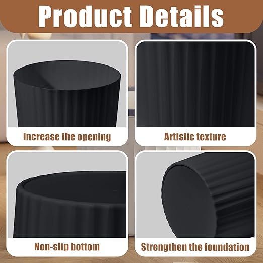 Versatile 2 Gallon Plastic Trash Can - The Compact Bin for Bathroom, Kitchen, or Home Office - Black