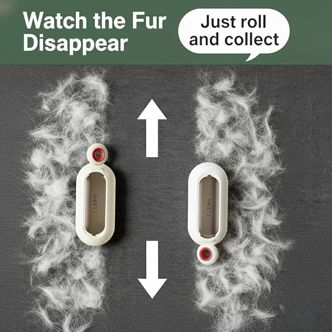 Reusable Lint Roller for Clothes, Portable Pet Hair Remover Brush for Cat & Dog Fur, Self-Cleaning Magic Lint Remover for Bedding, Sofa, Clothing and Car Seats (Green)