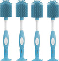 Dr. Brown's Soft Touch No Scratch Baby Bottle Cleaning Brush, Nipple Cleaner and Suction Cup Base for Easy Storage, BPA-Free, Blue, 4-Pack