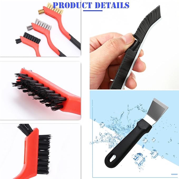 7 Pcs Hard Bristle Crevice Cleaning Brush Kitchen Stove Cleaning Brush Scraper Tool Set, Dead Corners Cleaner Brush for Kitchen Bathroom Toilet Crevice (7 Pcs Versatile Cleaning Set)