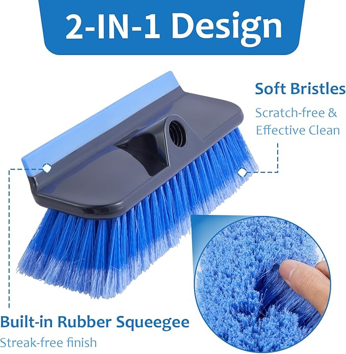 60" Car Wash Brush with Long Handle, Soft Bristle Car Washing Brush Cleaning Brushes for Washing Exterior of RV, Truck, Boat, Solar Panel