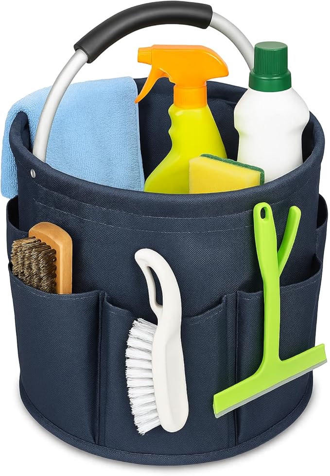 17L (5 Gal) Foldable Cleaning Caddy with Handle - Portable Supply & Tool Organizer | Organizador de Limpieza para Accesorios (Blue)