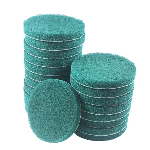 5 Inch 180 Grit Drill Brush Scrubber Scouring Pads, 20 Pcs Hook & Loop Power Scrubber Scouring Pad for Rotary Tools, Random Orbital Sander (Green)