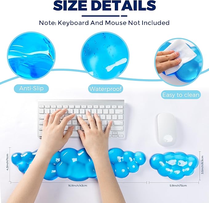 Gel Cloud Wrist Rest - Cloud Mouse Wrist Rest Pad Mouse Support for Office Gaming Pad Computer Laptop Ergonomic Comfortable Pain Relief