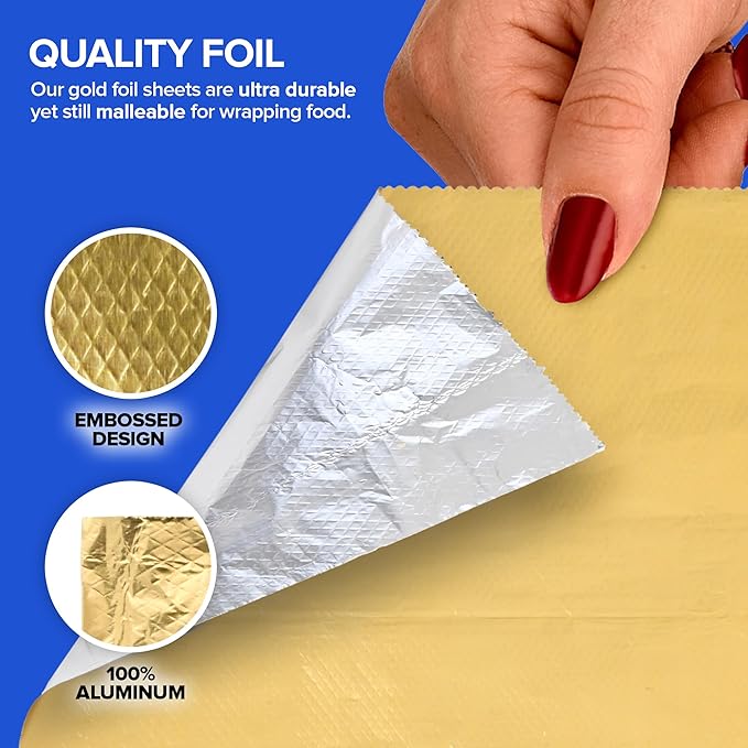 200 Count Pre-Cut Pop Up Wraps, 9” Gold Disposable Wrappers for Food or Hair Highlights – Stock Your Home