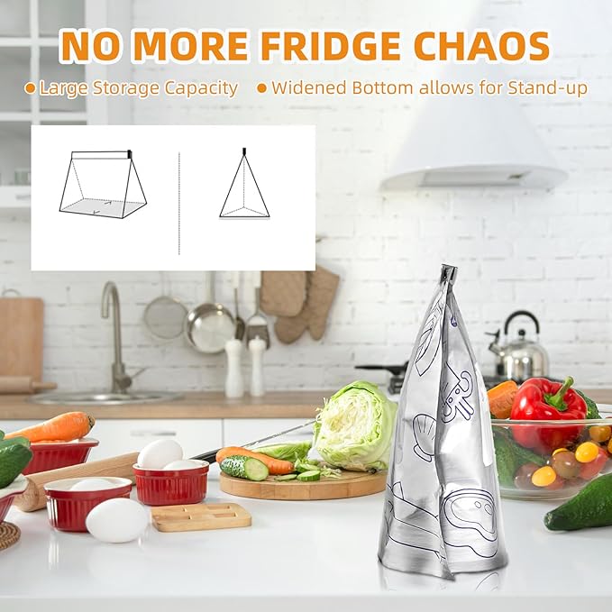 30PCS Reusable Aluminum Foil Sealable Storage Bags Reusable Aluminum Foil Freezer Bags For Snacks Spices Meat Vegetables Dried Foods (10*S+10*M+10*L)