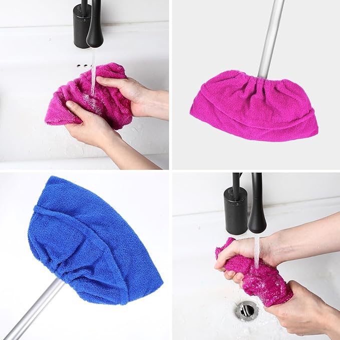 2 Pack Broom Pads to Baseboard Cleaning Tool, Reusable Microfiber Sweep Broom Cloth Covers Base Board Cleaner Tool for Baseboards Molding Walls & Ceiling Cleaning