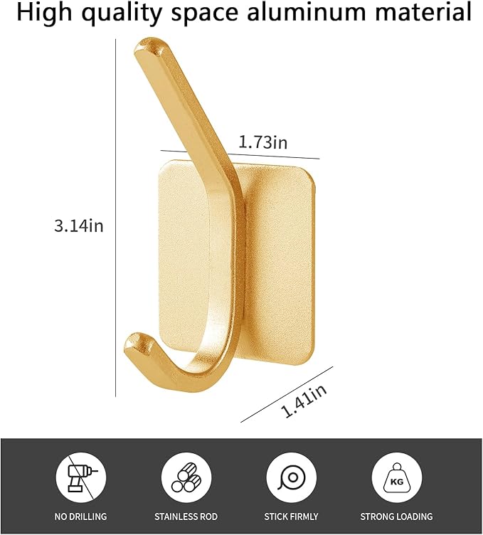 Paoli Heavy Duty Self Adhesive Hooks - Sturdy self Adhesive Hooks for Home, School and Office Easy to fit and Remove,with a Maximum Load Capacity of 30lb (4 PC).