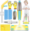 Spray Mop Kids Montessori Love Toy Set with Real Water Sprayer 3PCS Washable pads Squeeze Working Mini Size Kids Spray Mops Cleaning Toy Set That Really Work for Toddler 3-8 Floor Cleaning Dust