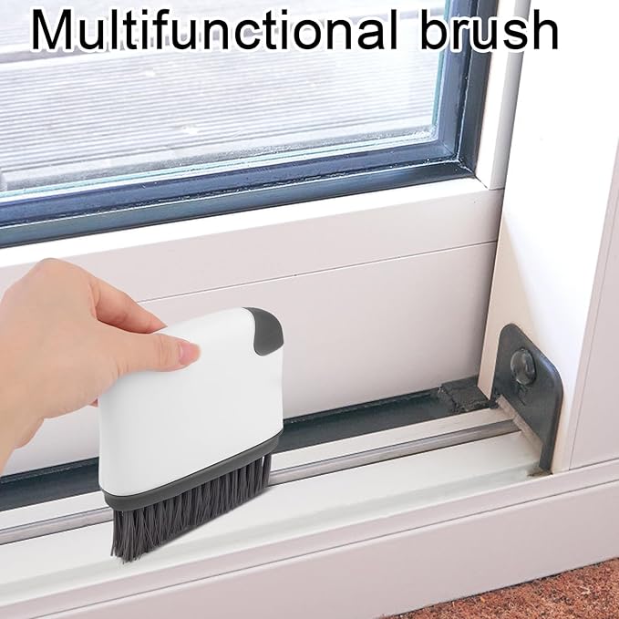 2pcs 2-in-1 Groove Cleaning Brush, 2025 Upgraded Crack Cleaner Tool Handheld Grout Brush for Window Tracks Sliding Doors Sills Tile Lines (Dark Gray)