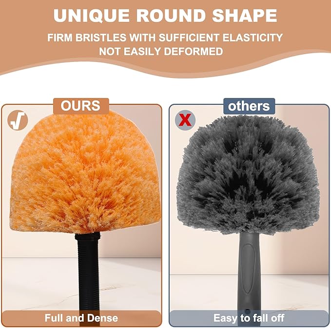 1 Pack Twist-On Cobweb Duster Head Brush – High Efficiency Spider Web Brush with Universal Joint for Outdoor & Indoor Web Cleaning – Fits Standard Acme Threaded Poles – Brush Head Only