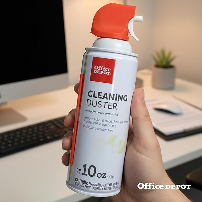 Office Depot Cleaning Duster, 10 Oz Compressed Canned Air for Electronics, Keyboard Cleaner for Computer, Laptop, PC, Printer, Office Equipment, Moisture-Free, Pack of 3