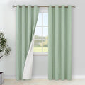 YoungsTex Light Green Linen 100% Blackout Curtains for Bedroom 80 Inch Length, Full Room Darkening Thermal Insulated Drapes with Grommet Spring Decor for Living Room Dining, 2 Panels, 52 X 80 Inch