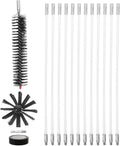 Chimney Cleaning Brush Set with Flexible Extendable Rods 4-Inch Wire Brush for Fireplace Stove Pipe Dryer Vent and Duct Cleaning 15Ft Reach Chimney Maintenance Kit
