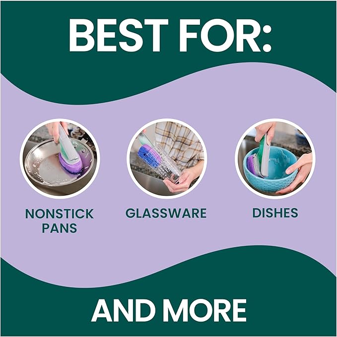 Scotch-Brite Scrub Dots Dishwand Refills for Cleaning Kitchen, Bathroom, and Household, Non-Scratch Refills Safe for Non-Stick Cookware, 2 Dishwand Refills