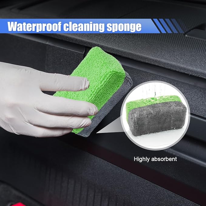 12PCS Ceramic Coating Applicator Sponge, Microfiber Rectangular Auto Polishing Cleaning Pads, Universal Automotive Detailing Sponge for Car Wax, Paint, Sealant Application (Green)
