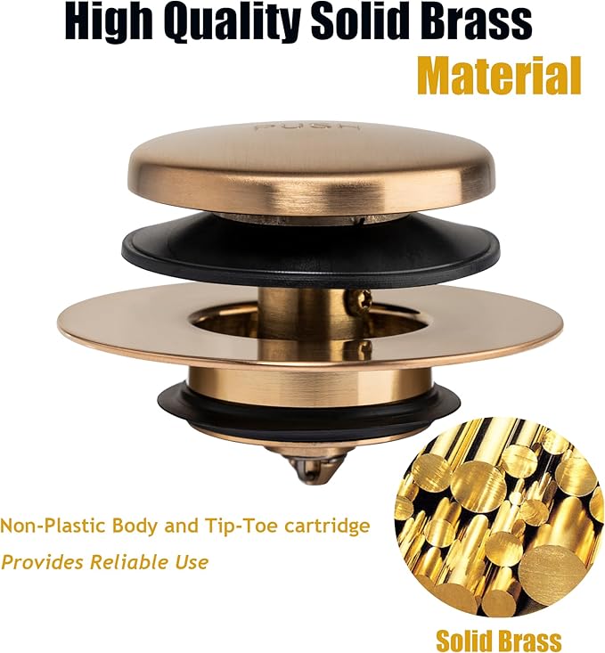 Artiwell Universal Tip Toe Bath Drain Stopper and Cover, Bathtub Drain Stopper, Replaces Lift and Turn, Tip-Toe and Trip Lever Drains for Tub, EZ Installation and Clearing (Champagne Bronze)