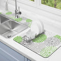 Dish Drying Mat for Kitchen Counter Matt, 2PCS 23"x15" Dish Drainer Mat & 24"x5.5" Sink Splash Guard, Super Absorbent Non-slip Rubber Backed
