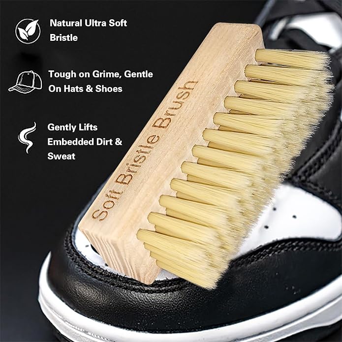 Portable Shoe Cleaning Brush Set of 2 Brushes with Soft and Stiff Bristles, Premium Sneaker Cleaner Brushes for Leather, Suede, Canvas, Textile, Bags and Accessories.