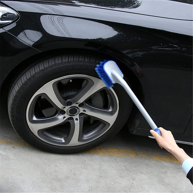 Car Tire Cleaning Brush Long Handle Wheel Brush Exhaust Pipe Cleaning Brush for Gm Truck,Motorcycle,Bicycle,Multi-Function Cleaning Tool