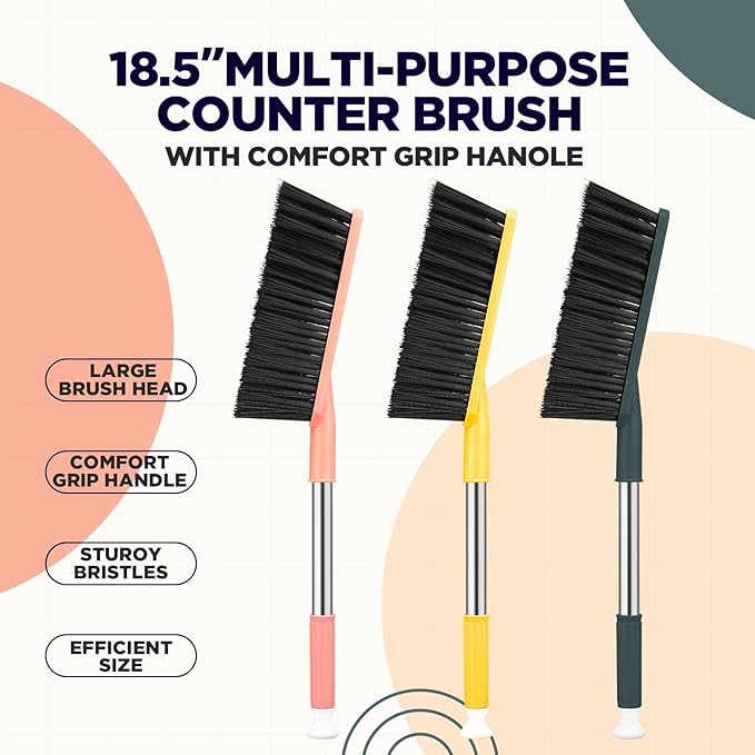 6 Pcs 17'' Hand Broom Brush Dust Brushes Soft Bristle Cleaning Brushes Handheld Soft Counter Brush for Bed Car Couch Desk Sofa Furniture Clothes Small Particles Hair Debris Quilt Remover