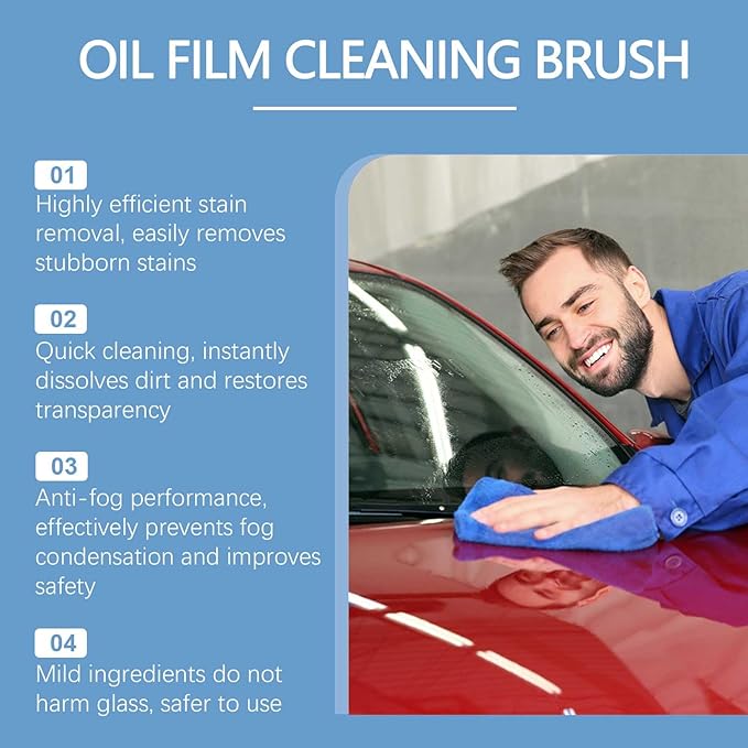 CAPEDIEM 2026 NEW Automotive Oil Film Cleaning Brush for Car Windows,Glass Cleaning Board, Suitable for Windshield Glass Oil Film Remover, Car Windshield Cleaner (red)