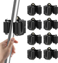 Mop and Broom Holder Big Size Hanging 1KG Extra, 8 Pack, Wall Mount for Organizing Mop Broom in Garden, Laundry Room, Cleaning, Bathroom, Kitchen, Garage (Black)