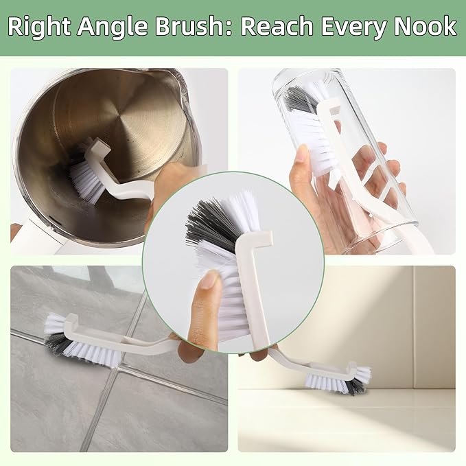 12Pcs Crevice Cleaning Brush Set, Hard Bristle Cleaning Tool with Scraper, Grout Brush kit for Bathroom, Kitchen, Sink, Faucet, Window Grooves, Bottles, Blenders