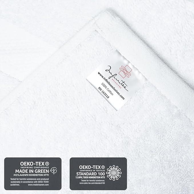 Infinitee Xclusives White Hand Towels for Bathroom - Set of 6 (16x28 inches) 600 GSM, 100% Cotton Ultra Soft, Quick Drying, Hotel Quality Hand Towel Set (Brilliant White, Hand Towels)