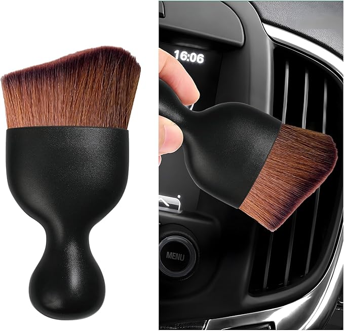 Car Interior Dust Brush, Soft Scratch Free Auto Detailing Brushes, Universal Vehicle Interior Cleaning Tool for Automotive Dashboard, Air Vents, Leather(Dark Brown)