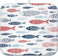 Fish Dish Drying Mat for Kitchen Countertops, Japanese Fish Pattern Microfiber Drying Mat, Washable and Absorbent Farmhouse Style Countertop Dish Drainer, 16x18 Inch
