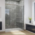 SUNNY SHOWER Doors Glass Sliding Semi-Frameless Shower Glass Door, 1/4" Clear Glass, 52.5-54" W x 72" H Bathroom Sliding Shower Enclosure Chrome Finish