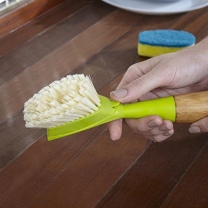 Full Circle Suds Up, Soap Dispensing Dish Brush, Tough Plant-Fiber Bristles & Sustainable Bamboo Handle, Safe for Nonstick