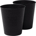 happimess HPM1110A-SET2 Axel Modern Minimalist Hammered Steel 2 Gal Waste Bin for Kitchen, Office, Bathroom, Bedroom, Dorm, Matte Black (Set of 2)