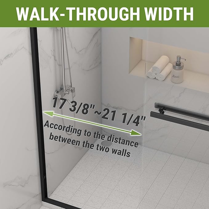 Shower Door 44-48" W * 72" H, Matte Black Double Sliding Shower Door with 1/4"(6mm) Tempered Glass, Shower Glass Door Easy to Clean