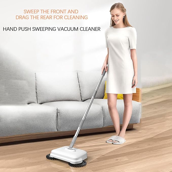 TOPINCN Hand Push Sweeper, Carpet Sweeper Wet Dry Vacuum Cleaner Hand Push Sweeping Vacuum Cleaner Non Electric Sweeper Mop Manual Floor Sweeping Mopping Machine for Hardwood Floor Hair