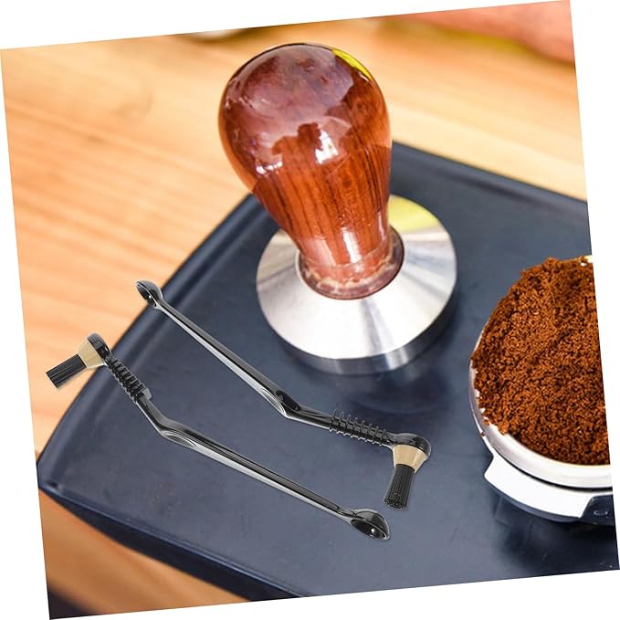 NUOBESTY 2 Pcs Coffee Machine Cleaning Brush Set Long Handle Espresso Maker Grinder Cleaning Tool Nylon Bristles for Effective Coffee Powder Removal Random Color