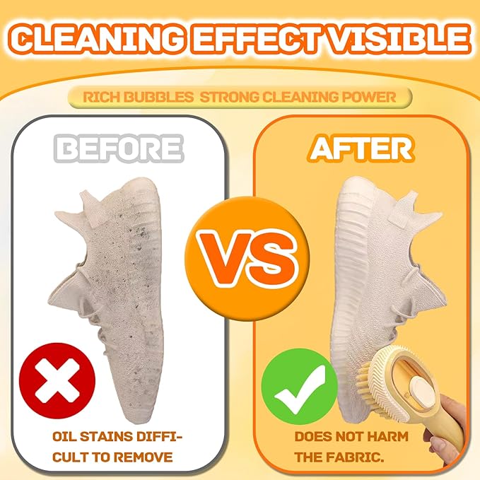 Soap Dispenser Scrub Shoe Brushes for Cleaning, Multi-Function Liquid Adding Soft Fur Cleaning Brush for Stains, Shoe Scrubber Brush,2 Pack