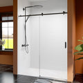 56-60 Inch Frameless Sliding Shower Door, 74" Height, 5/16" (8mm) Clear Tempered Glass, Smooth Gliding Track & Anti-Jumping System, Stainless Steel Matte Black Finish